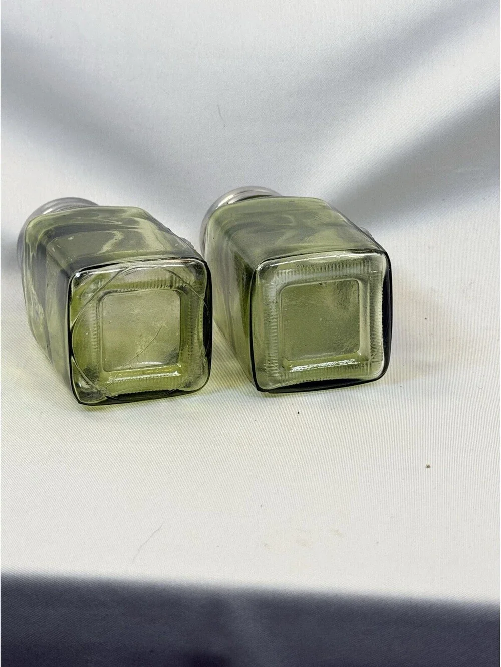 Grasslands Road Celtic Salt And Pepper Shaker Green Glass, Pewter